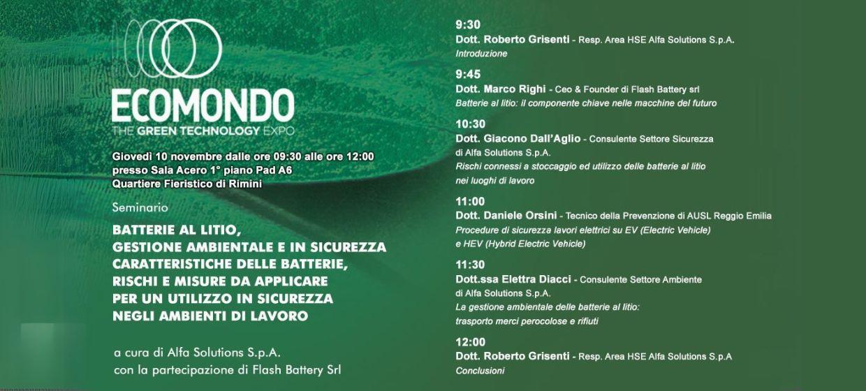 Lithium batteries: the key component in the machines of the future. Marco Righi speaker at Ecomondo | Flash Battery