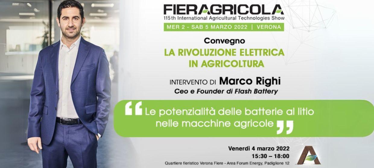 The potential of lithium batteries in agricultural machinery: Marco Righi among the speakers at Fiera Agricola 2022 | Flash Battery