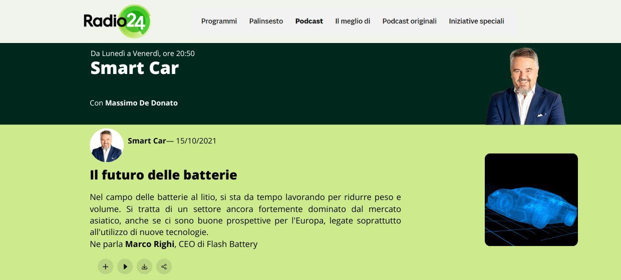 Radio 24 | What is the future of lithium batteries? Interview with Marco Righi | Flash Battery