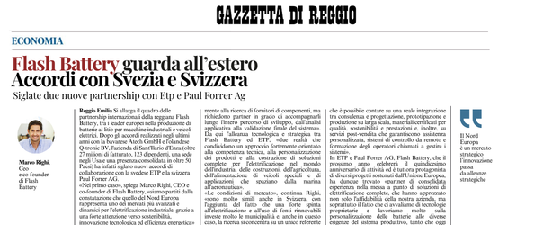 Flash Battery guarda all'estero. Accordi con Svezia e Svizzera | Flash Battery