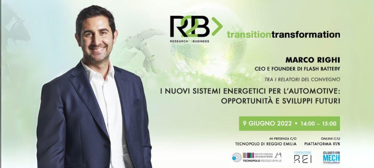 Marco Righi tra i relatori del convegno “I nuovi sistemi energetici per l’automotive: opportunità e sviluppi futuri” | Flash Battery