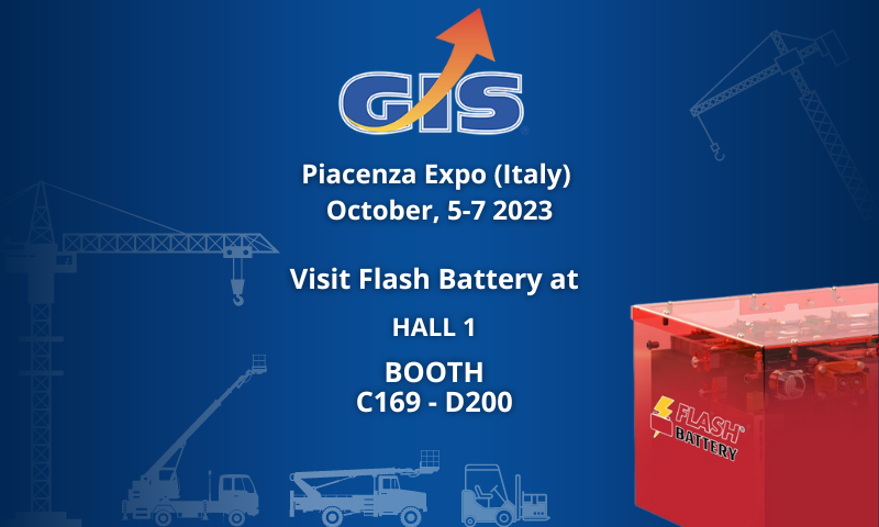 Flash Battery lithium batteries for the lifting sector at GIS Expo