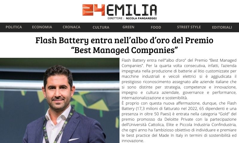 24emilia flash battery entra albo d’oro premio best managed companies