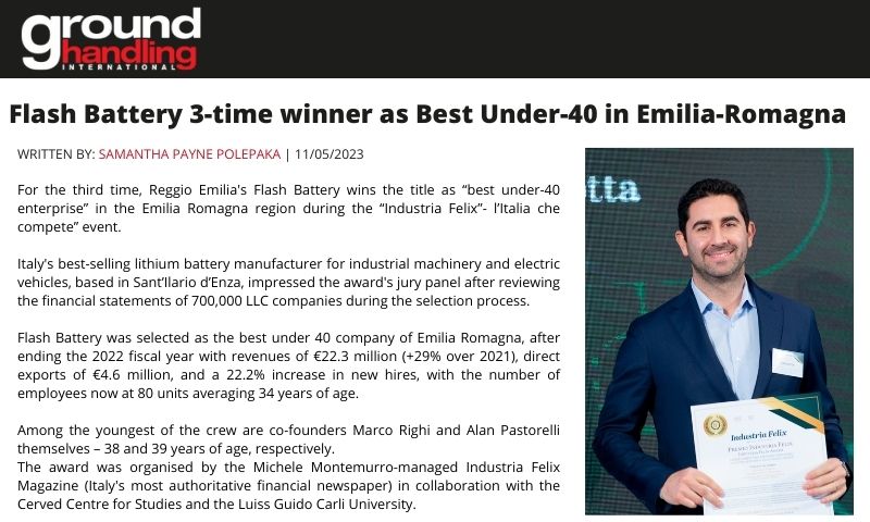 ghi flash battery winner best under 40 company emilia romagna